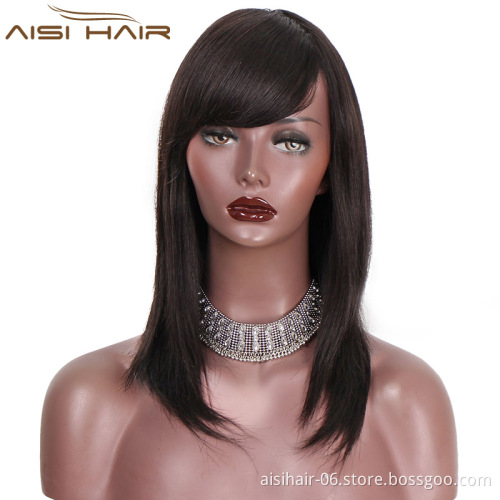 Aisi Hair Natural Black Brazilian Hair Wigs 100% Unprocessed Human Hair Long Straight Wigs For Black Women